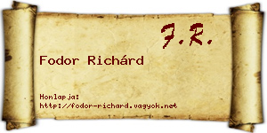 Fodor Richárd névjegykártya
